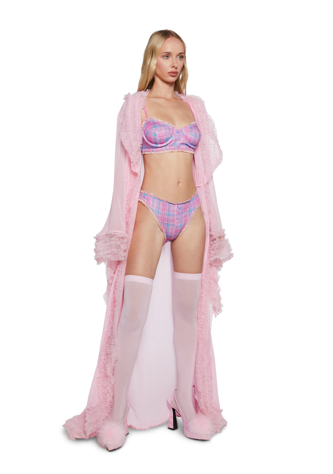 Sugar Thrillz Cheeky Pink Plaid Panties - Image 2