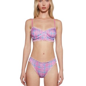 Sugar Thrillz Pink Plaid Bra