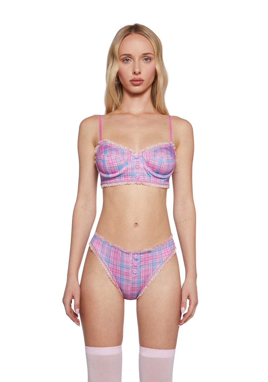 Sugar Thrillz Pink Plaid Bra