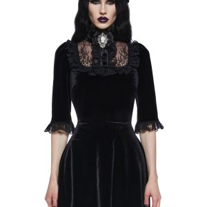 Widow Velvet Mock Neck Cameo Dress