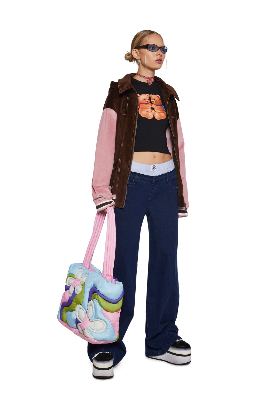 Delia's Mesh Teddy Bear Graphic Long Sleeve Black - Image 2