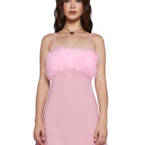 Sugar Thrillz Pink Marabou Mini Dress