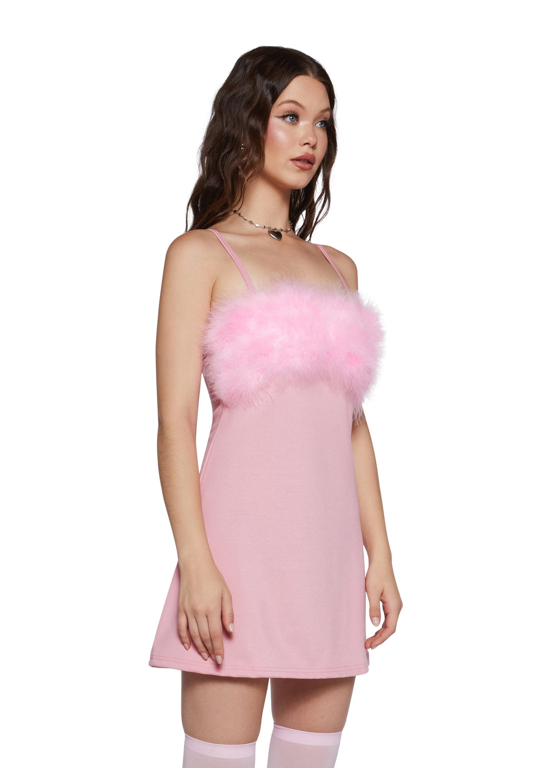 Sugar Thrillz Pink Marabou Mini Dress - Image 3