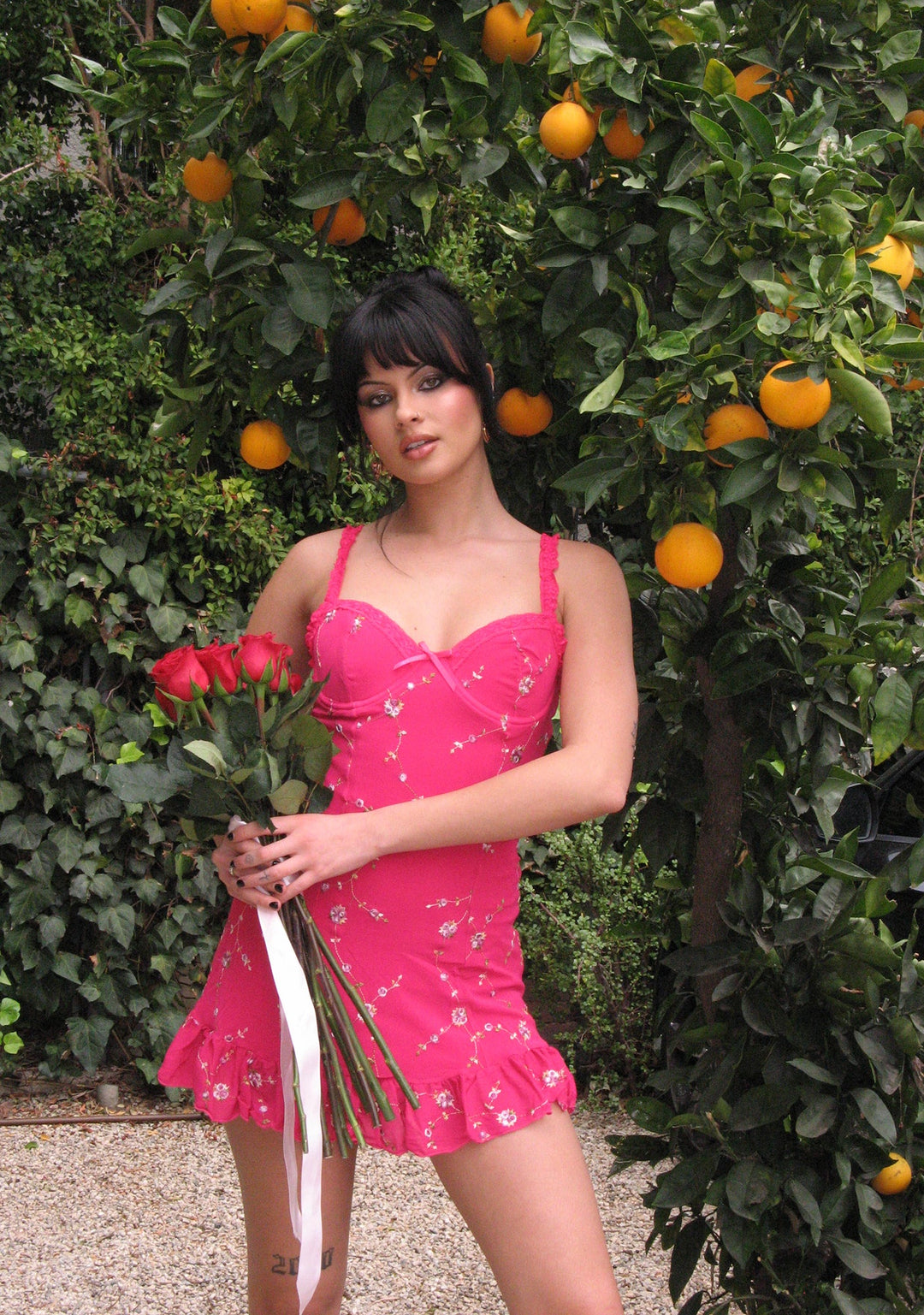 Sugar Thrillz Embroidered Floral Mesh Slip Dress - Black - Image 7