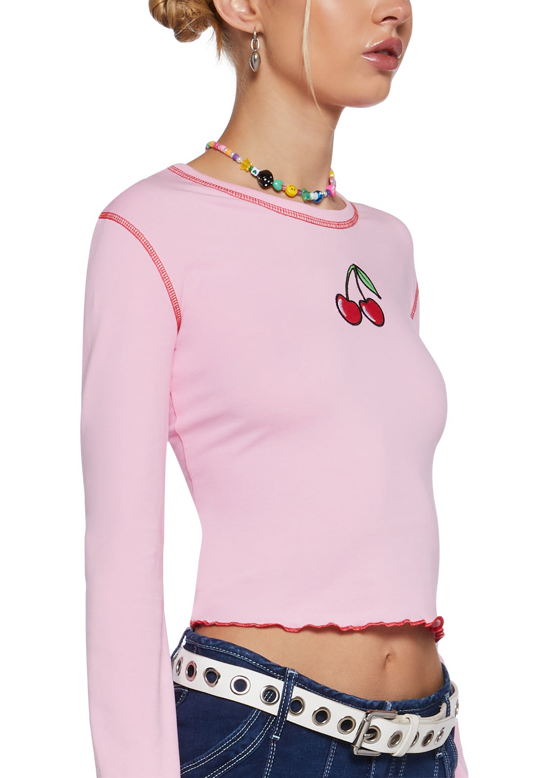Delia's Pink Cherry Long Sleeve Tee - Image 5