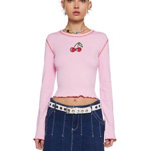 Delia's Pink Cherry Long Sleeve Tee