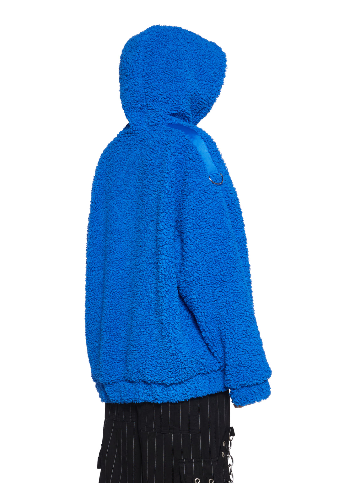 Current Mood Popcorn Teddy Hooded Sherpa Jacket Zip Up Sky Blue - Image 4