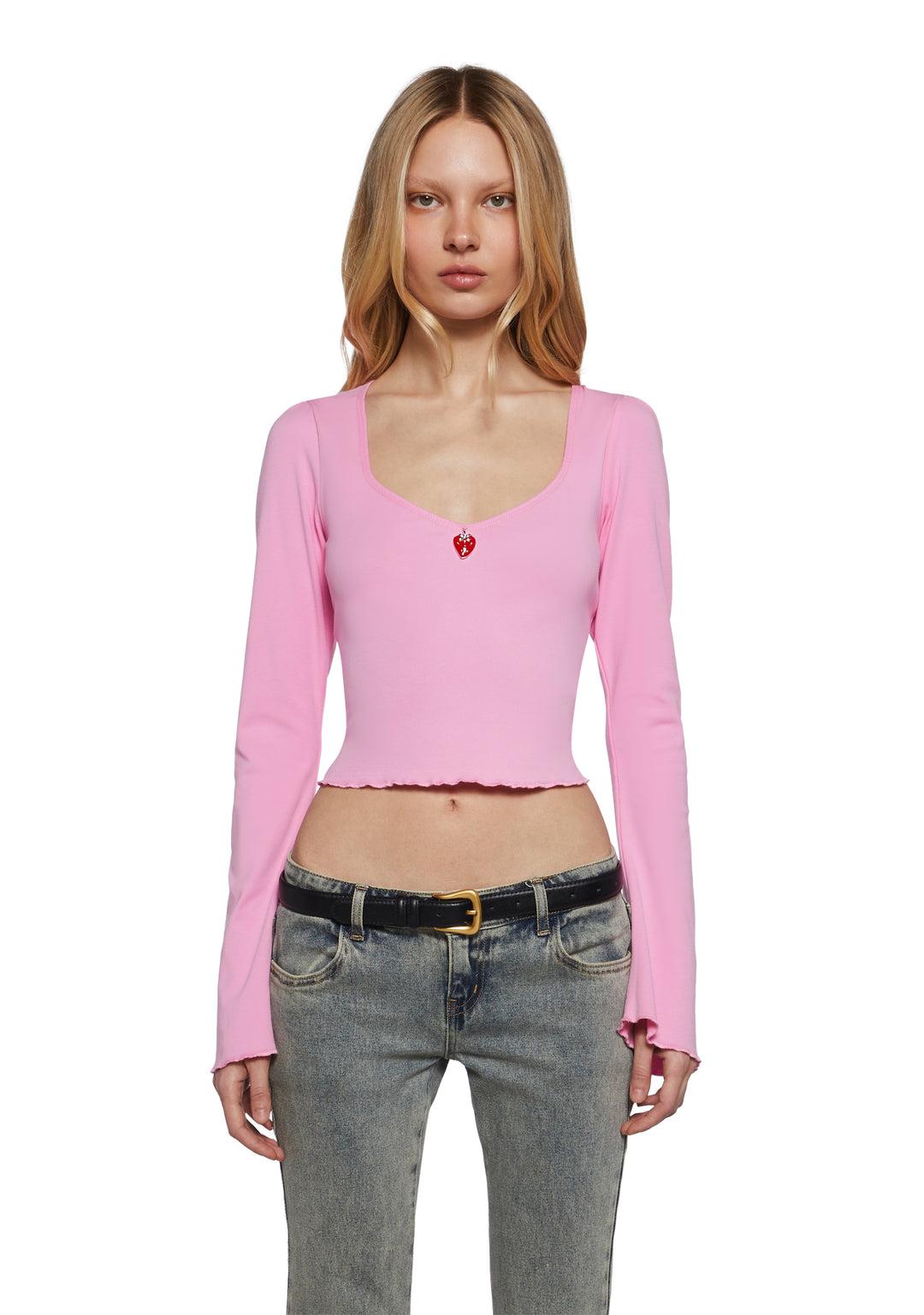 Sugar Thrillz Strawberry Long Sleeve Tee - Pink