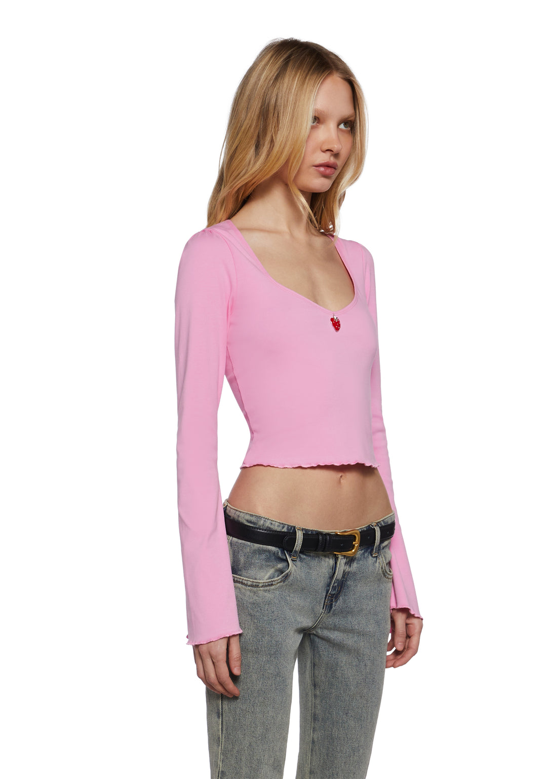 Sugar Thrillz Strawberry Long Sleeve Tee - Pink - Image 3