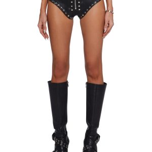 Current Mood Biker Faux Leather Hot Shorts - Black