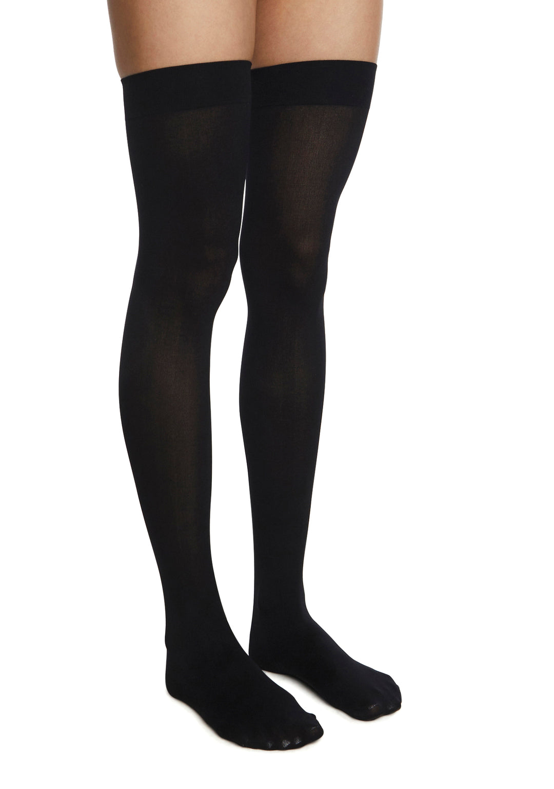 Sheer Thigh High Tights - Black - Image 2