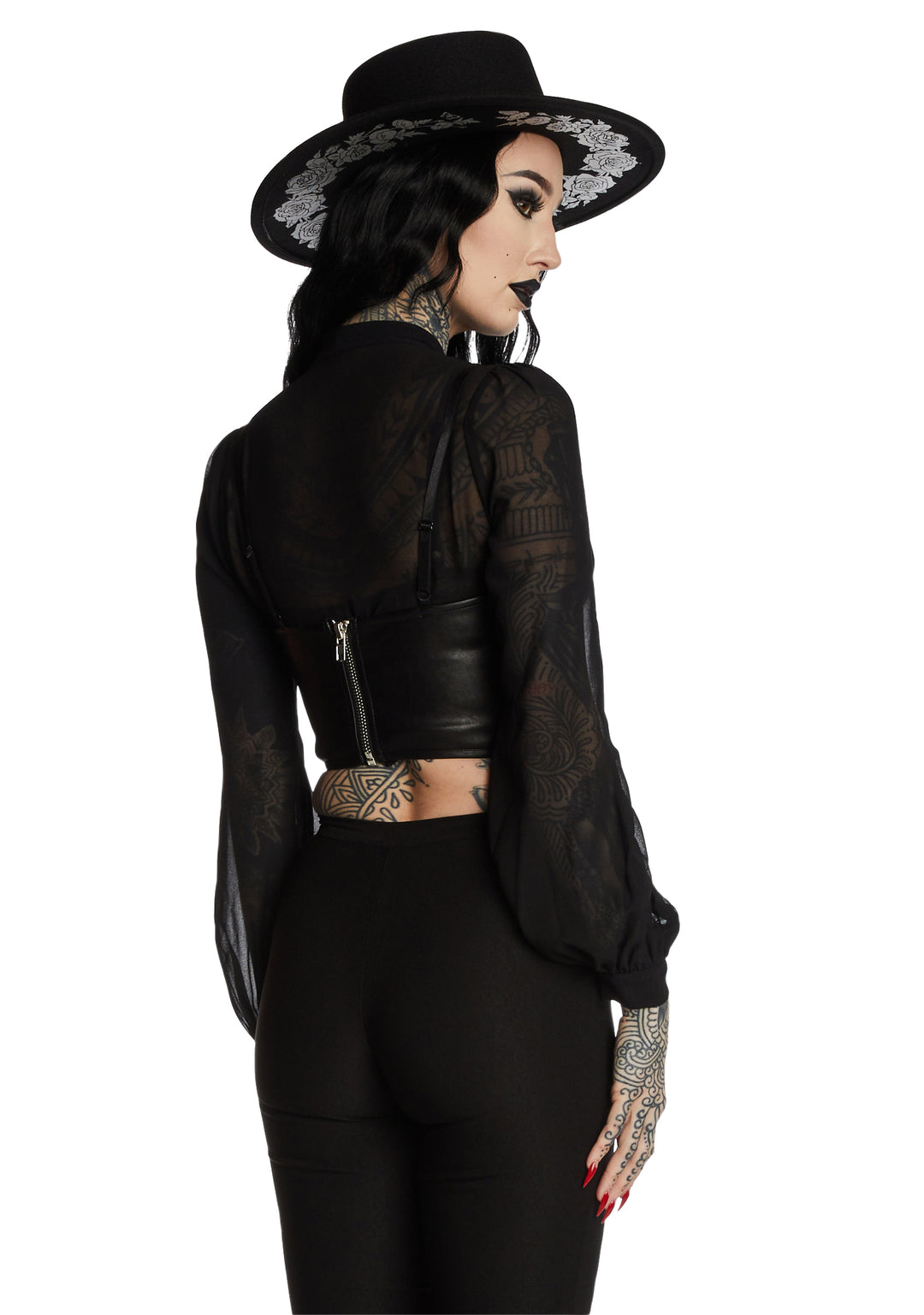 Widow Faux Leather Underboob Corset - Black - Image 2