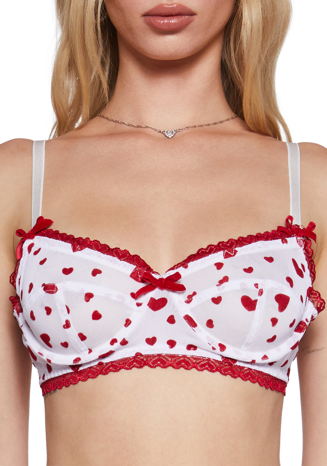Sugar Thrillz Frilly Heart Pattern Underwire Bra - Image 5