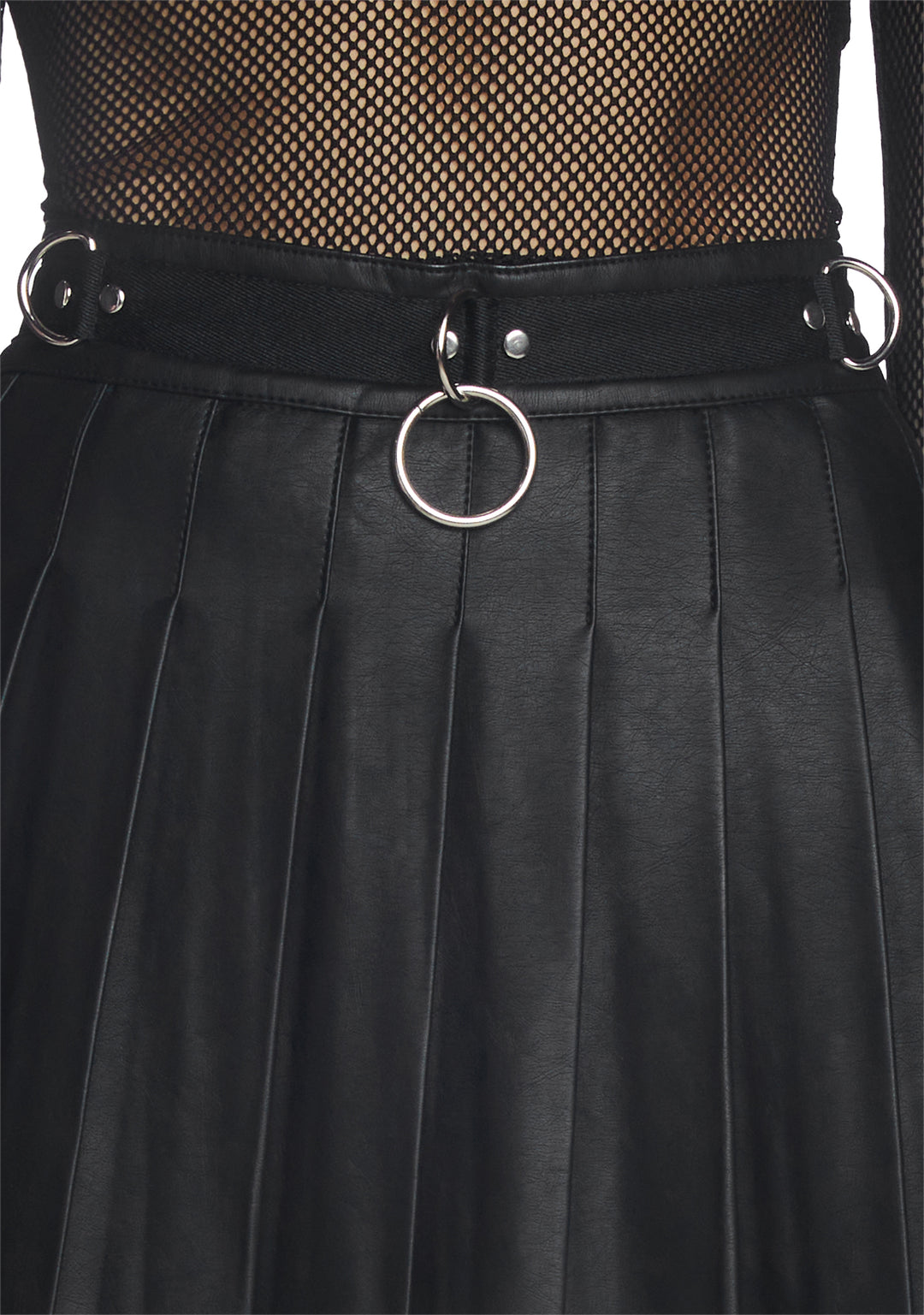 Current Mood Extra Short Pleated Vegan Leather Mini Skirt - Black - Image 5