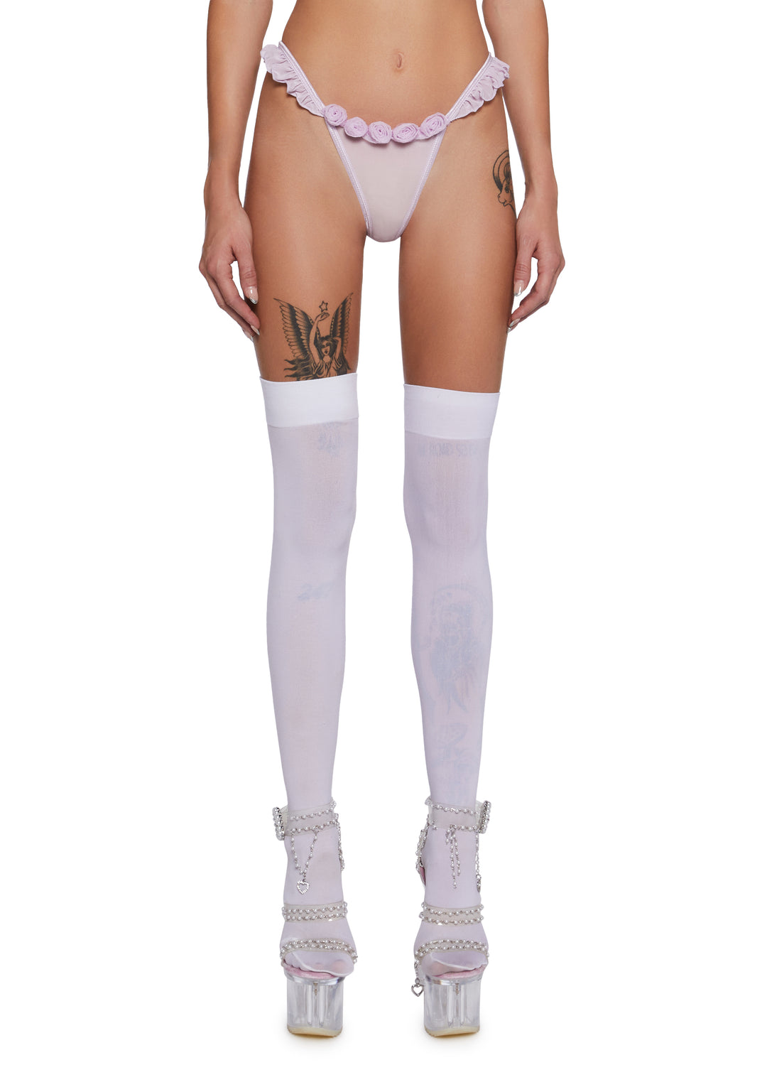 Sugar Thrillz Rosette Mesh Thong - Pink