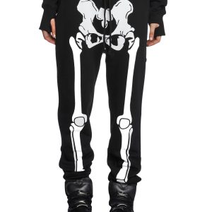 Trickz N Treatz Skeleton Print Jogger Sweatpants - Black