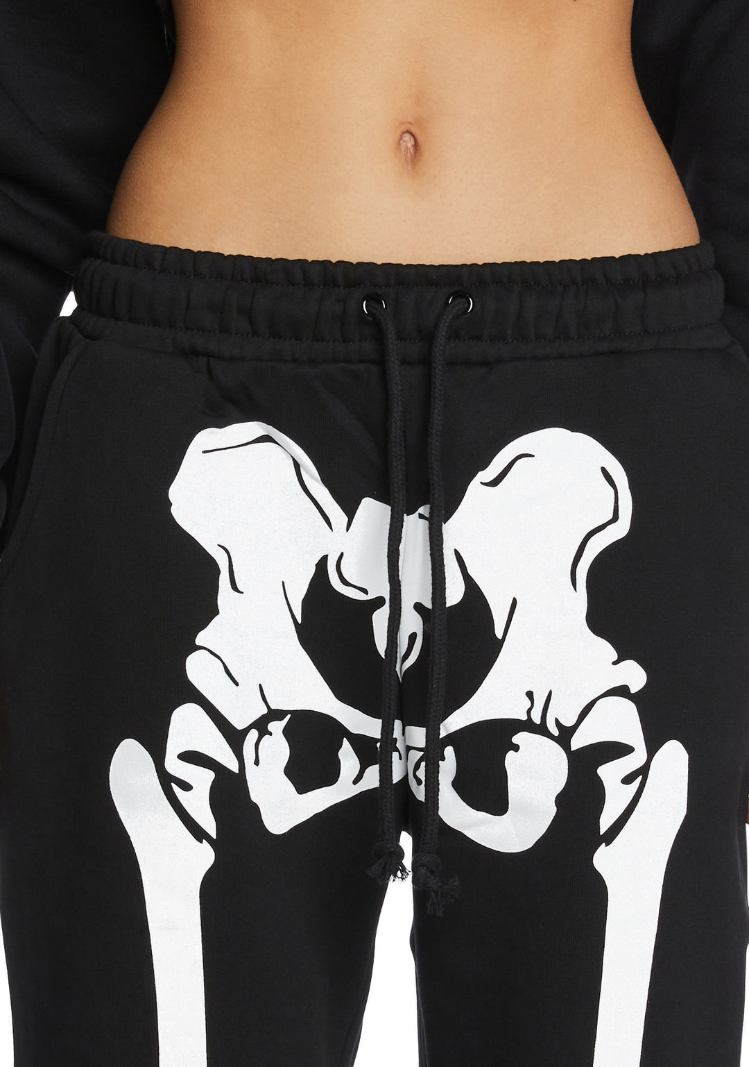 Trickz N Treatz Skeleton Print Jogger Sweatpants - Black - Image 5