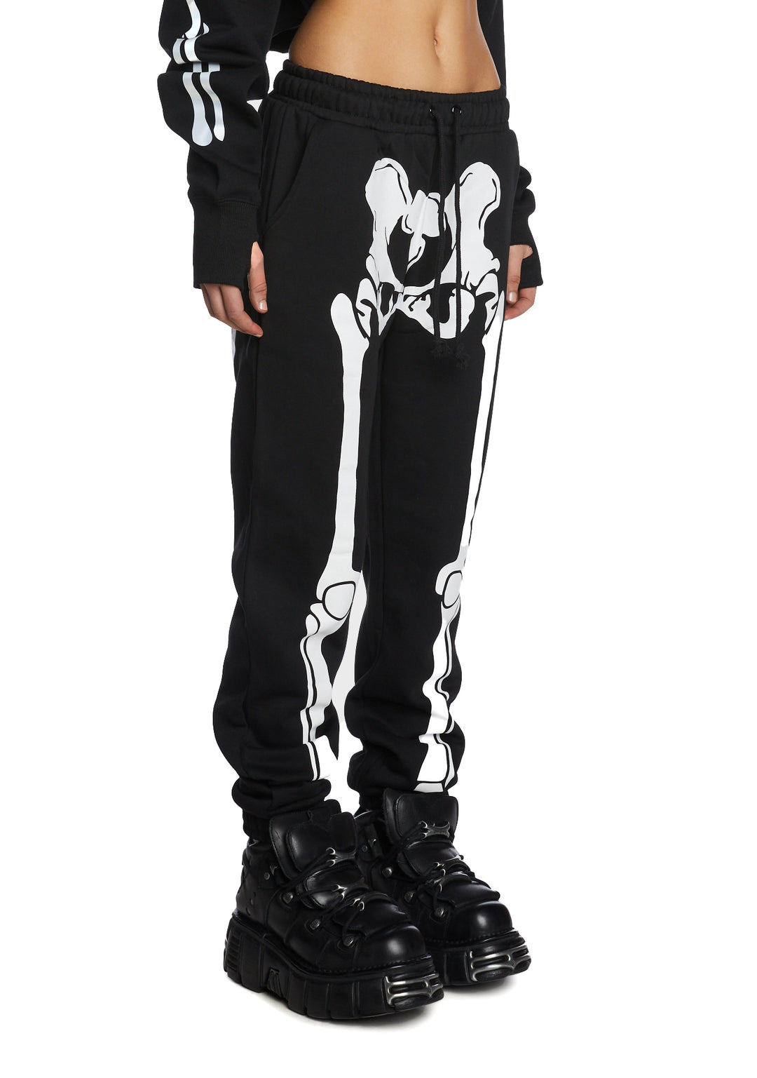 Trickz N Treatz Skeleton Print Jogger Sweatpants - Black - Image 6
