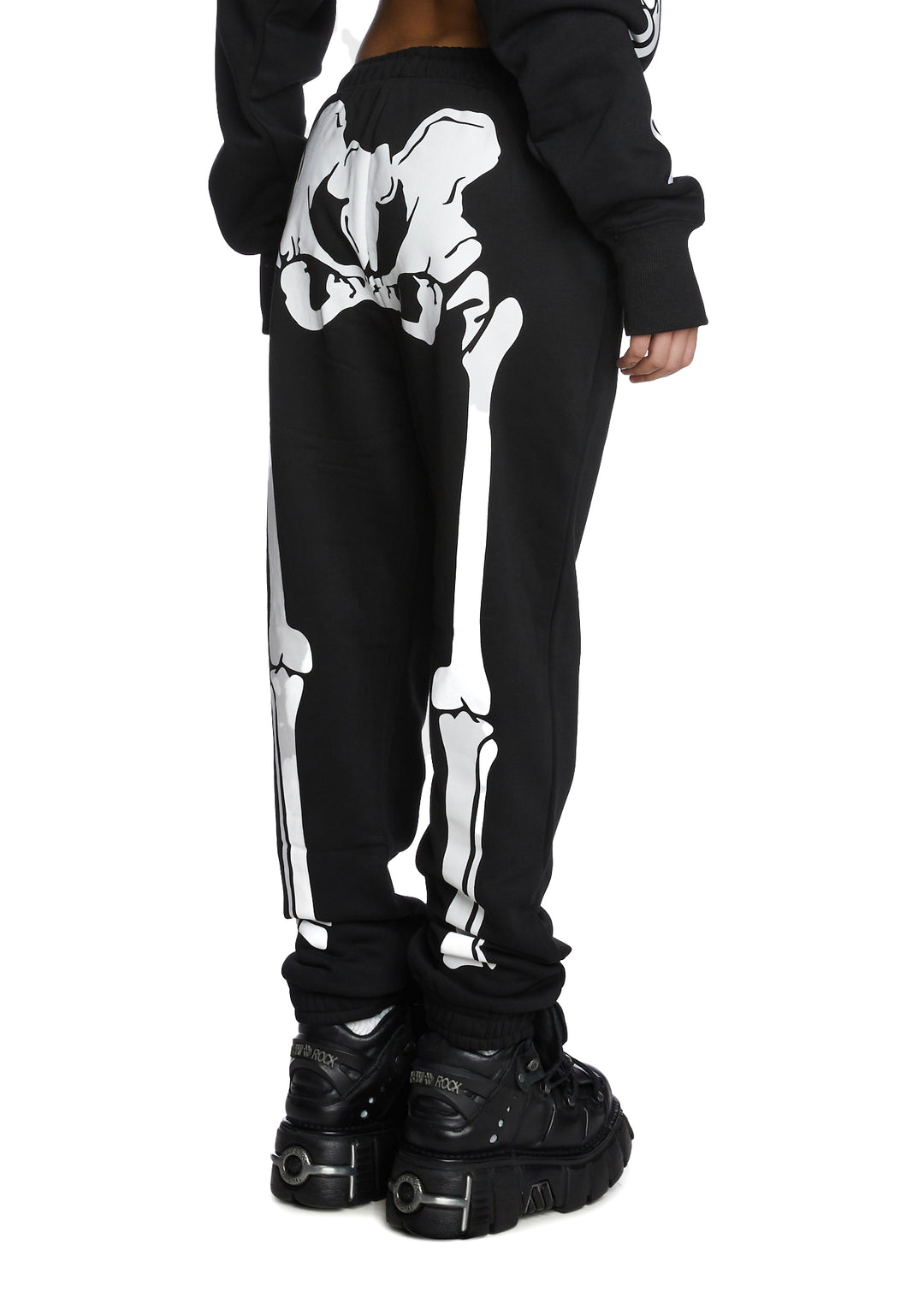 Trickz N Treatz Skeleton Print Jogger Sweatpants - Black - Image 4
