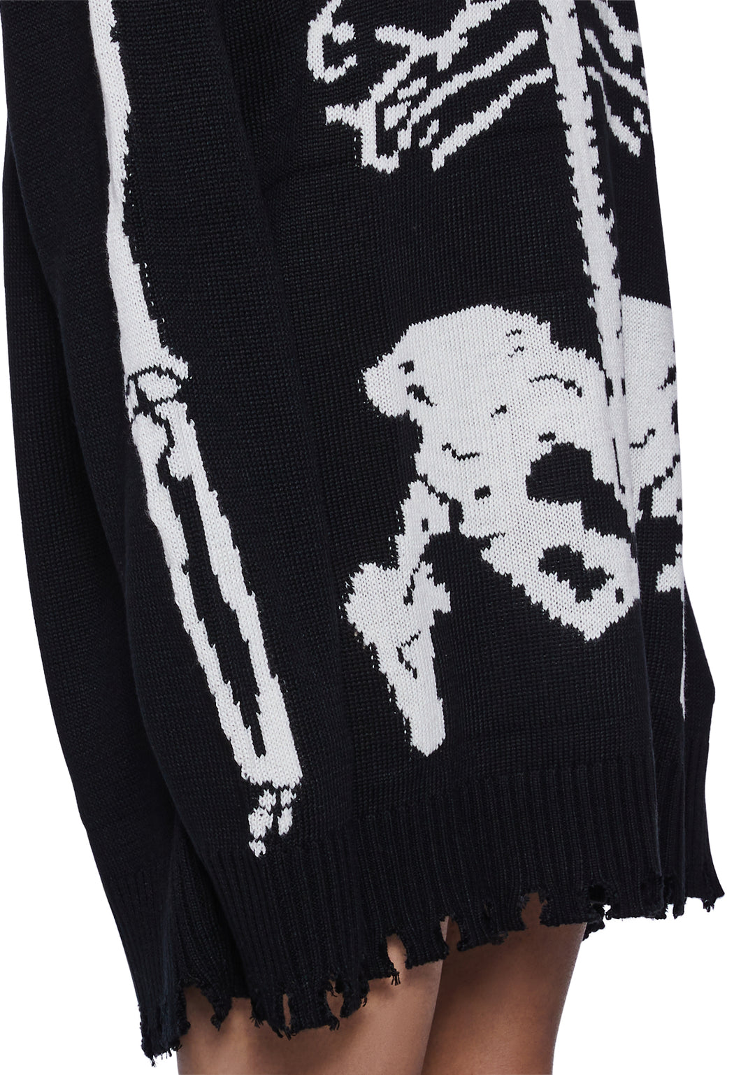 Trickz N Treatz Skeleton Distressed Oversized Sweater - Black/White - Image 5