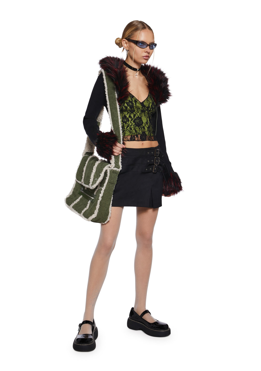 Delia's Pinstripe Buckle Mini Skirt - Black - Image 2