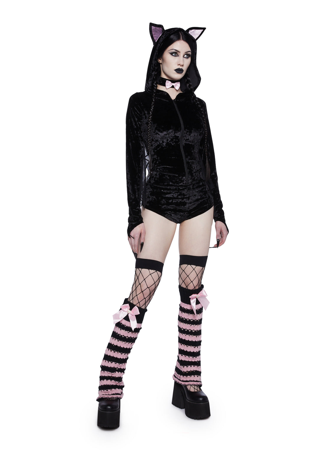 Bat Wing Sexy Womans Halloween Costume Bodysuit - Black - Image 6