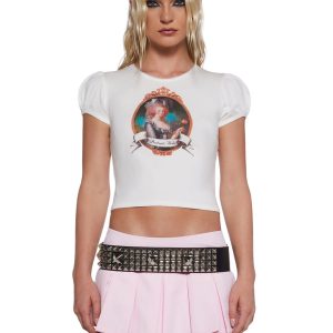 Sugar Thrillz Queen Graphic Puff Sleeve Tee - Ivory