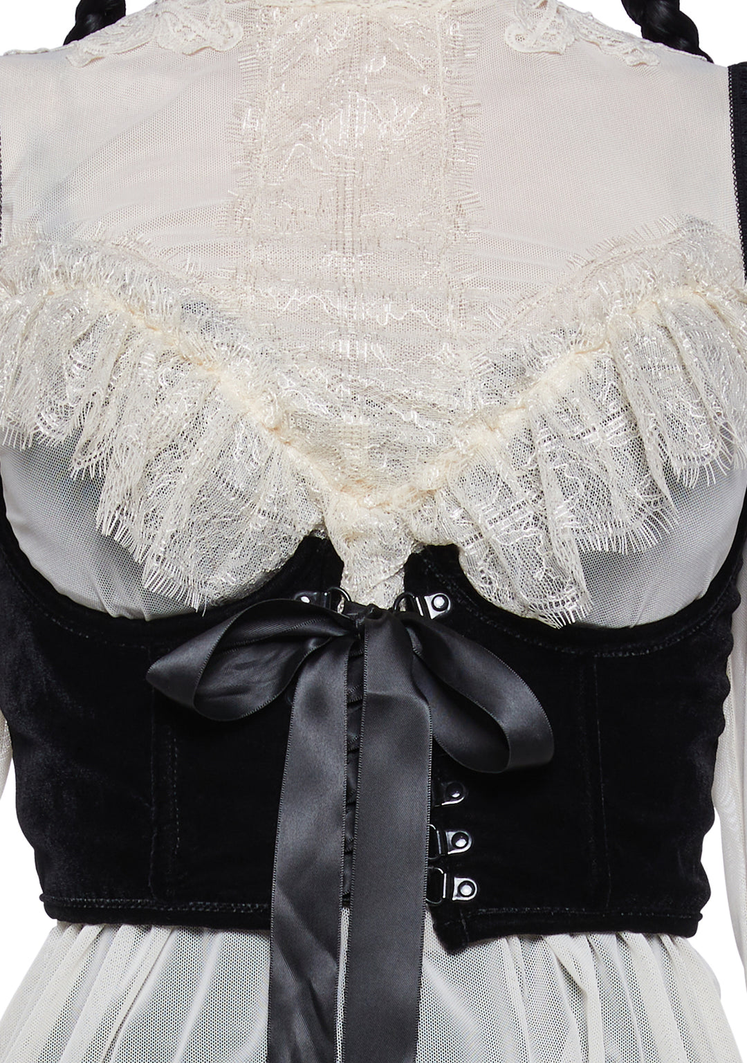 Widow Velvet Underbust Corset With A Satin Lace Up Front - Image 5