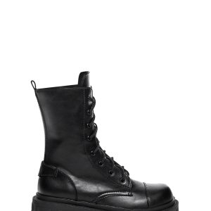 Current Mood D Ring Chunky Combat Boots - Black