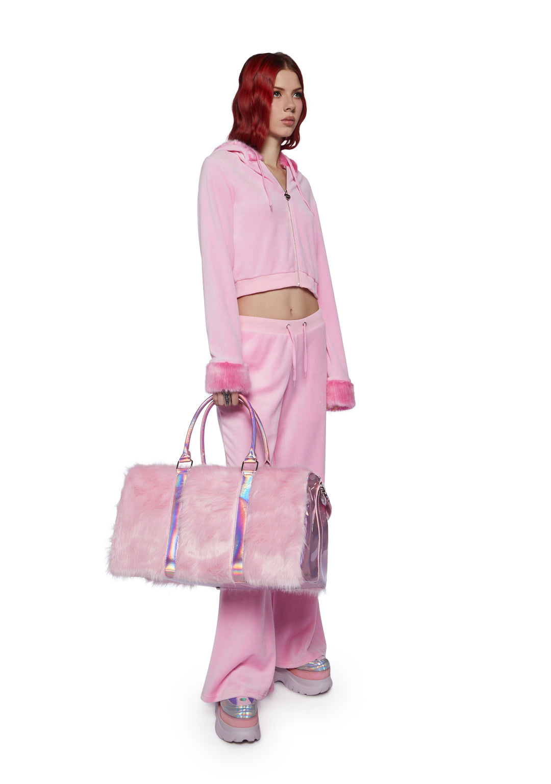 Sugar Thrillz Faux Fur Weekender Bag - Pink - Image 2