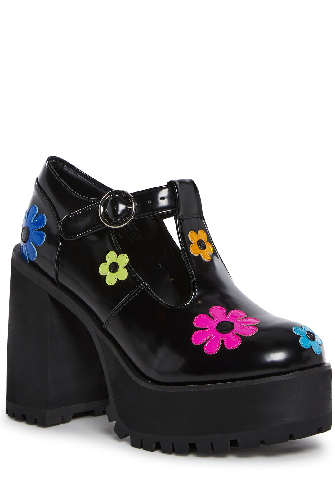 Delia's Multicolored Flower Platform Mary Janes - Black - Image 2
