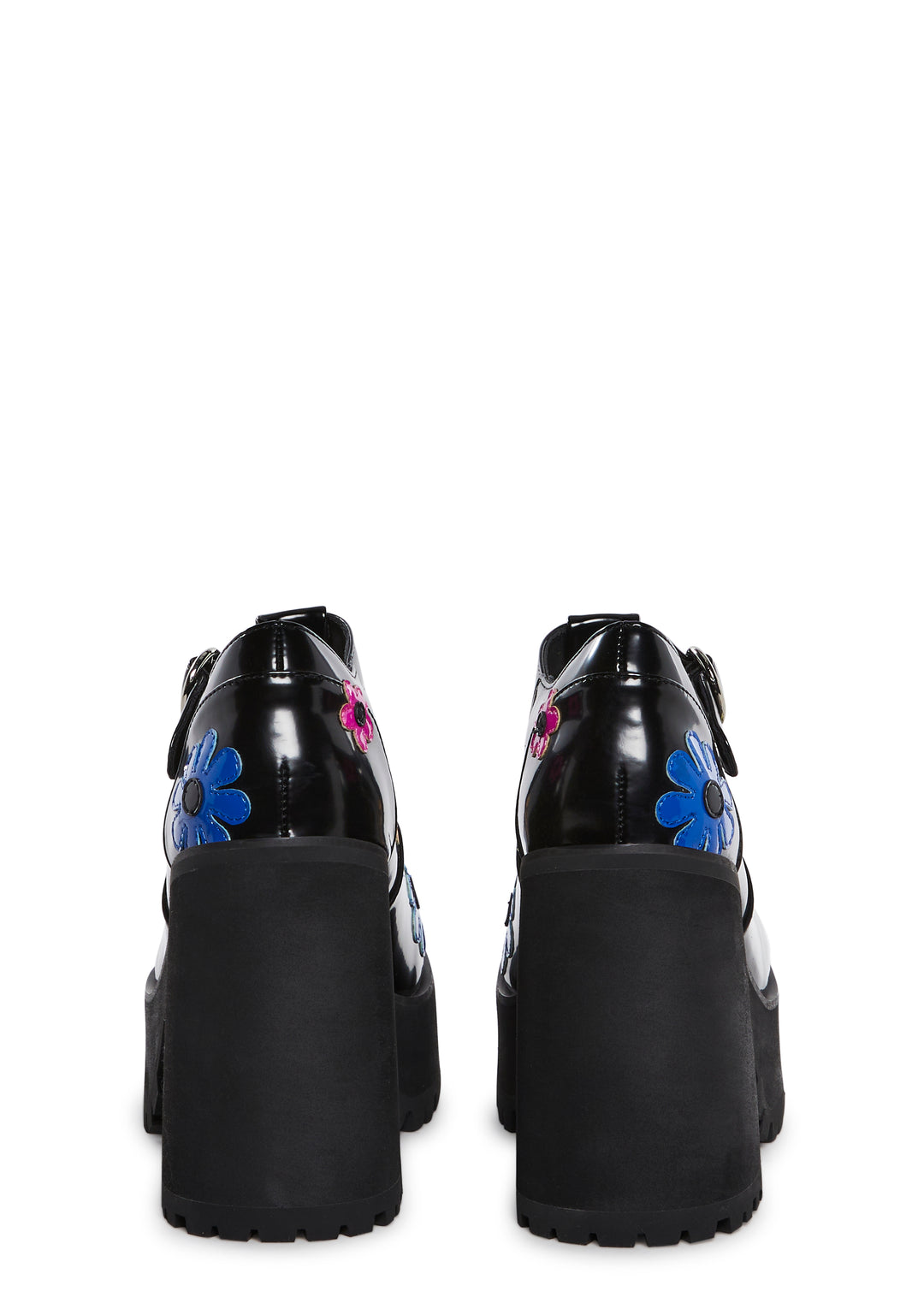 Delia's Multicolored Flower Platform Mary Janes - Black - Image 4