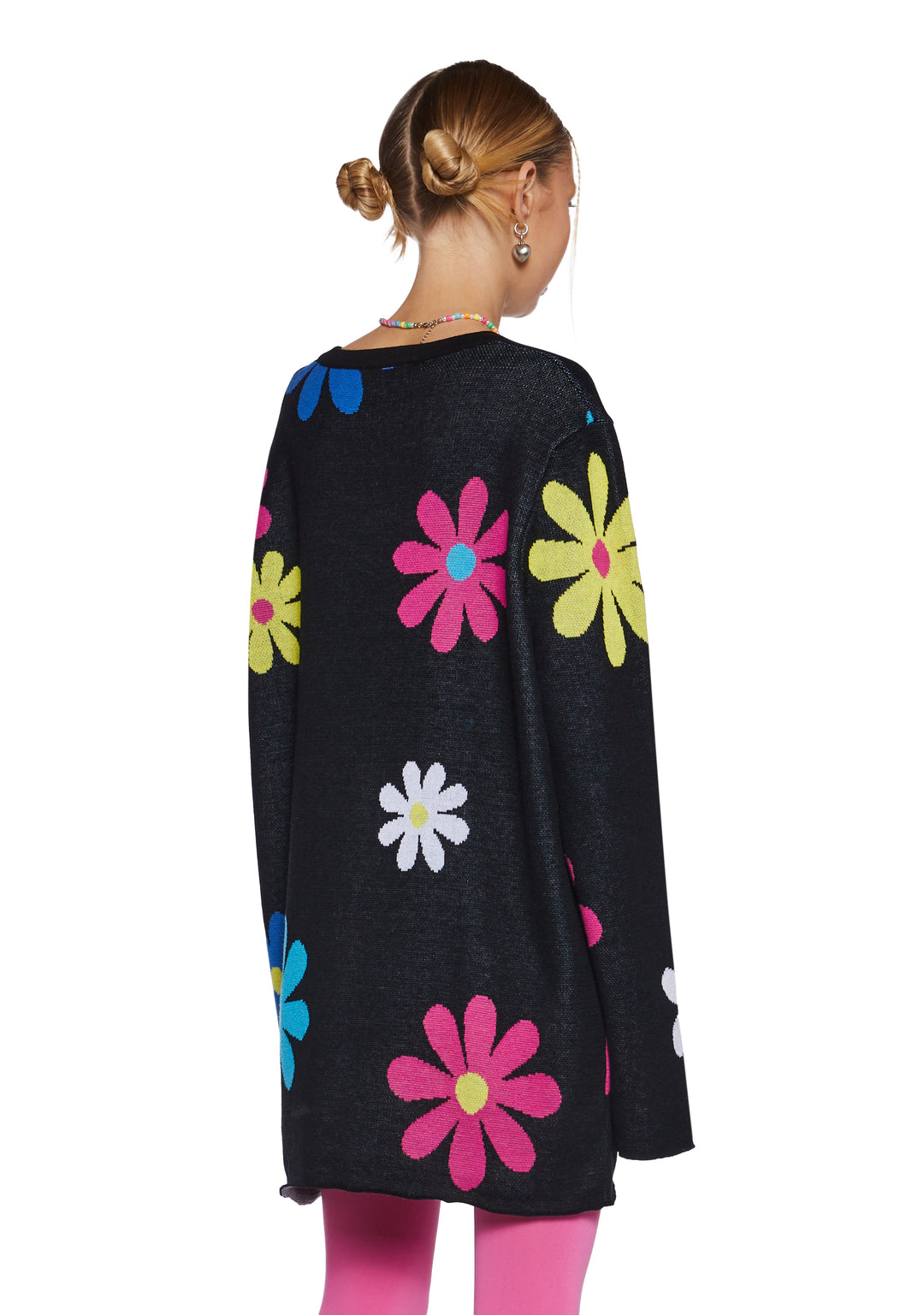 Delia's Rainbow Flower Intarsia Sweater - Black - Image 4