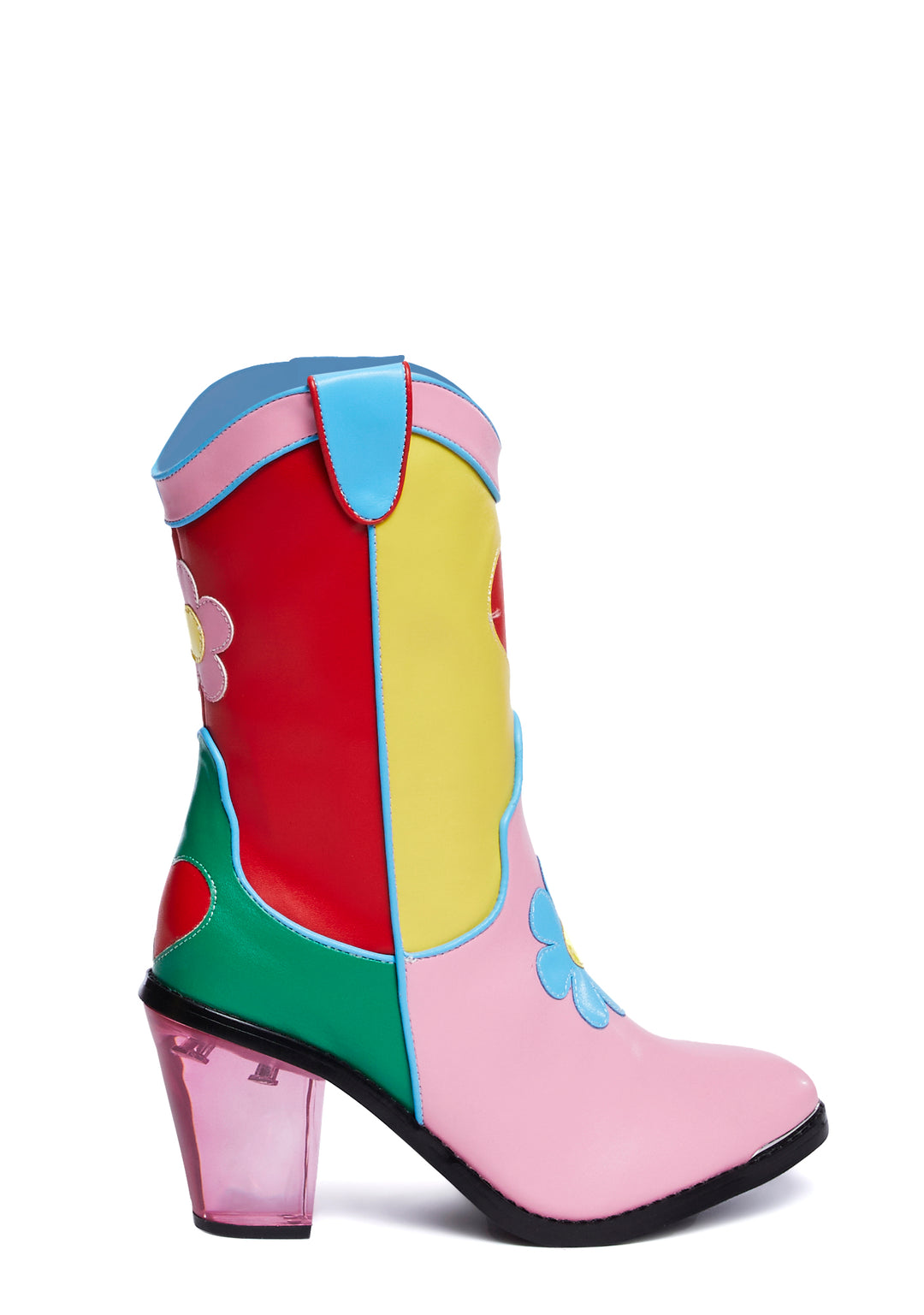 Delias Groovy Colorblock Flower Heart Cowboy Boots - Rainbow - Image 3