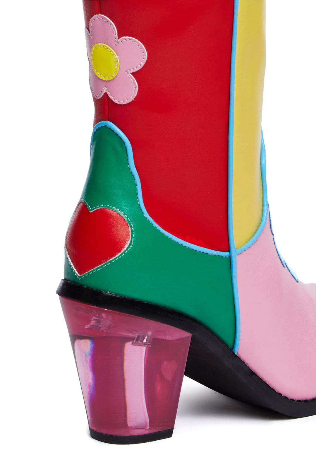 Delias Groovy Colorblock Flower Heart Cowboy Boots - Rainbow - Image 2