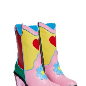 Delias Groovy Colorblock Flower Heart Cowboy Boots - Rainbow
