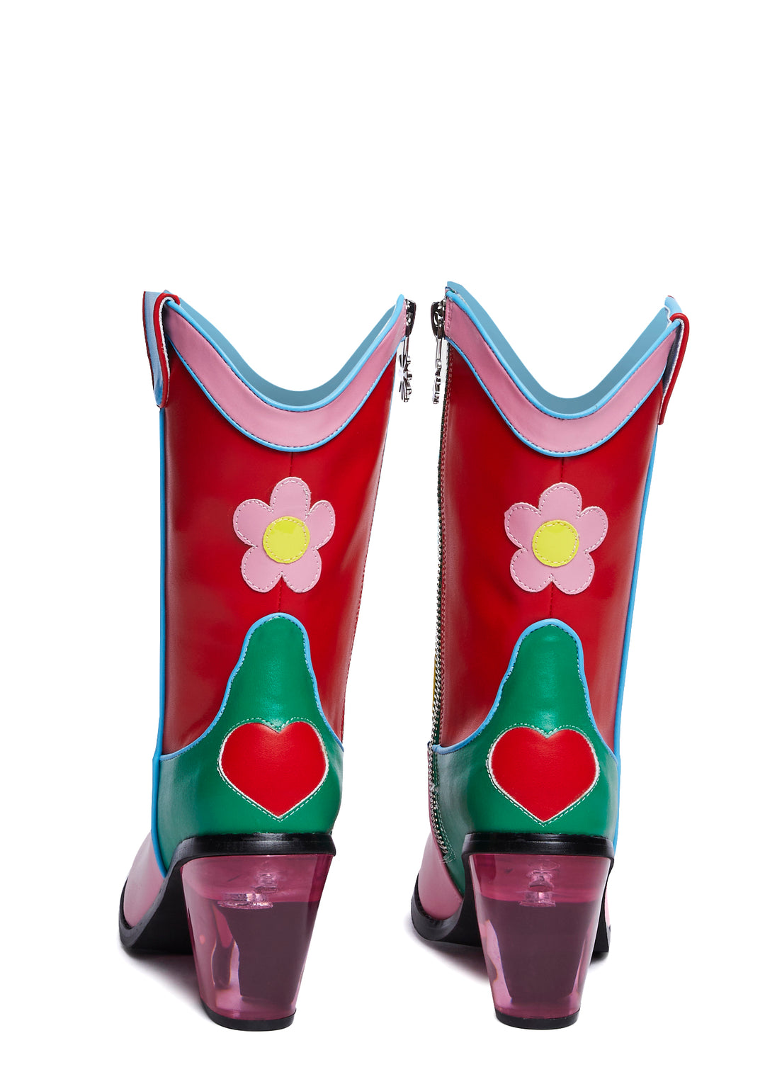 Delias Groovy Colorblock Flower Heart Cowboy Boots - Rainbow - Image 4