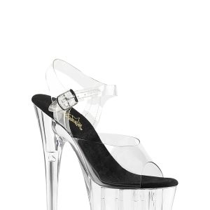 Adore-708 Platform Ankle Strap Sandals-Clear