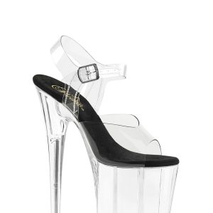 Flamingo-808 Platform Ankle Strap Sandals-Clear