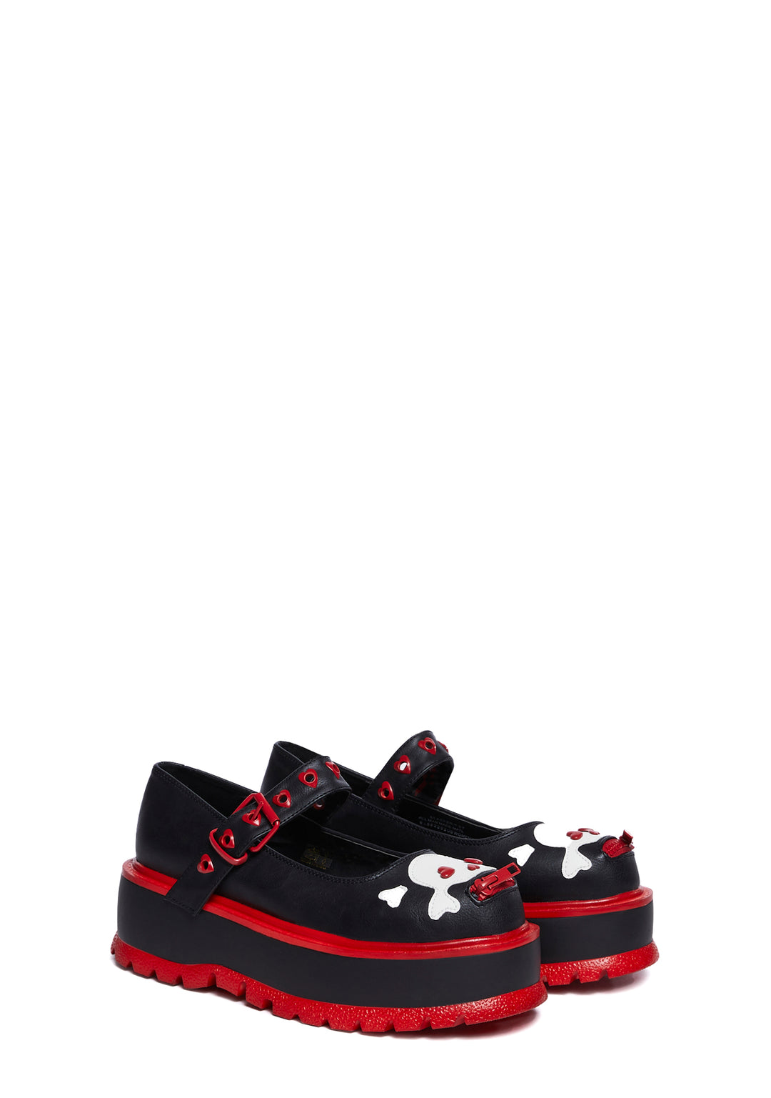 Demonia Slacker-27 Platform Mary Janes - Red/Black - Image 3