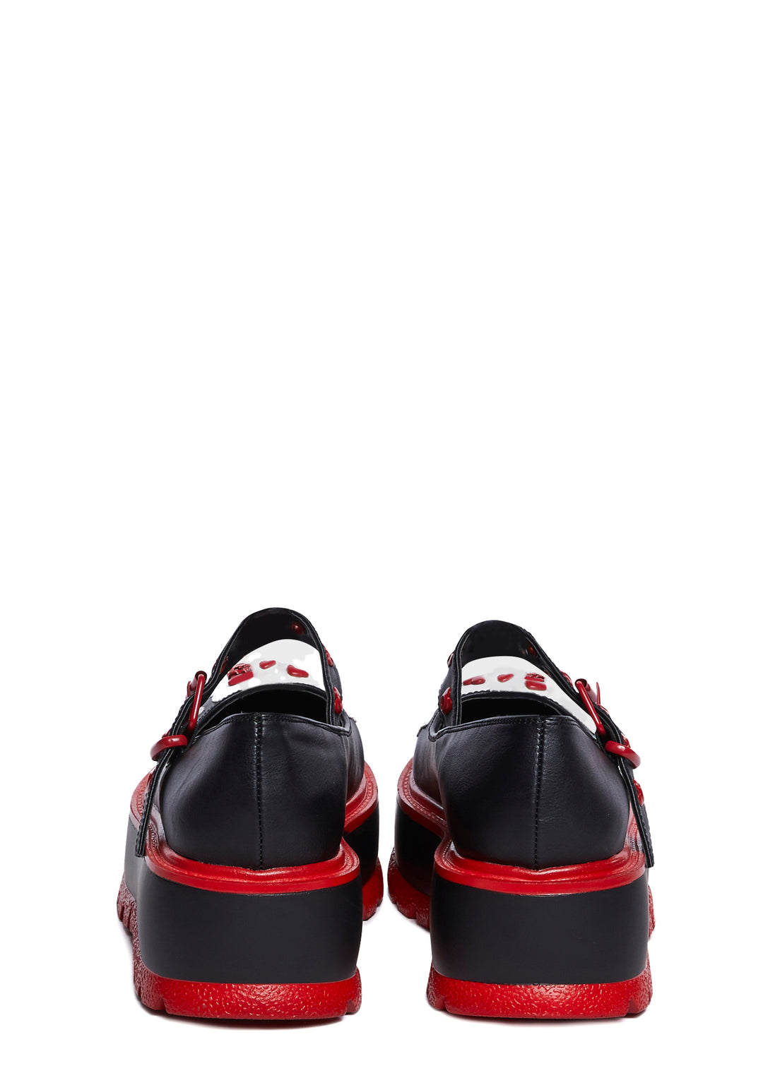 Demonia Slacker-27 Platform Mary Janes - Red/Black - Image 4