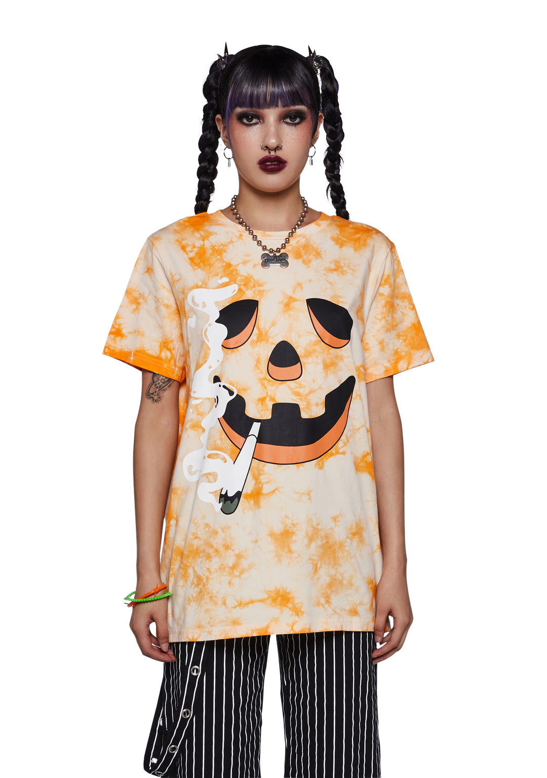 Trickz N Treatz Stoner Pumpkin Graphic Tee - Orange