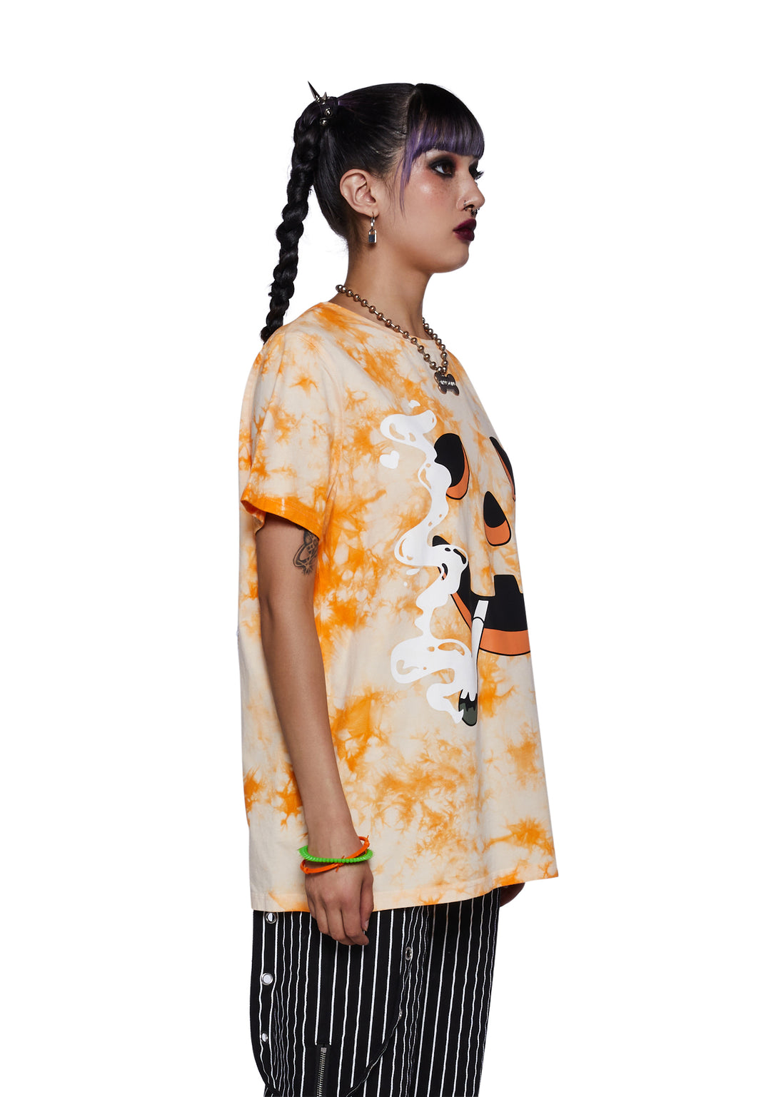 Trickz N Treatz Stoner Pumpkin Graphic Tee - Orange - Image 3
