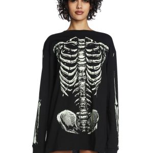 Trickz N Treatz Glow In The Dark Rib Cage Graphic Tee - Black