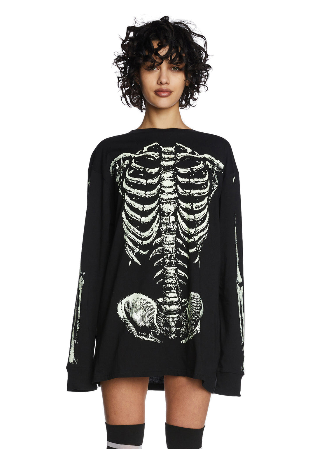 Trickz N Treatz Glow In The Dark Rib Cage Graphic Tee - Black