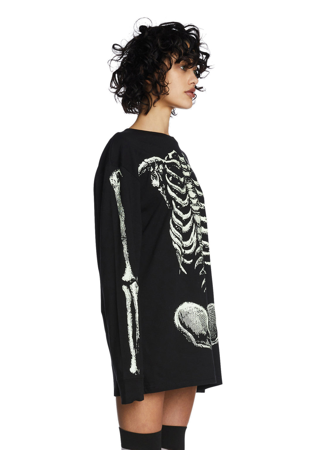 Trickz N Treatz Glow In The Dark Rib Cage Graphic Tee - Black - Image 4