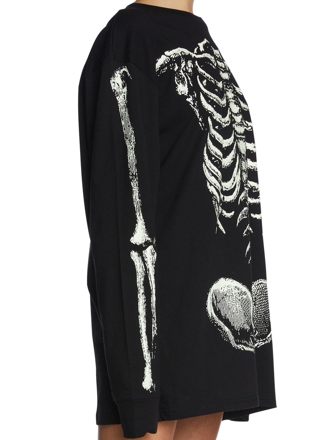 Trickz N Treatz Glow In The Dark Rib Cage Graphic Tee - Black - Image 3