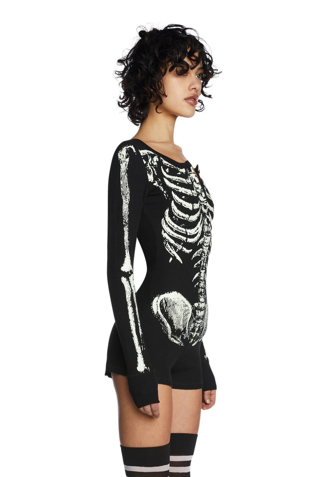 Trickz N' Treatz Skeleton Thermal Romper - Pink - Image 3