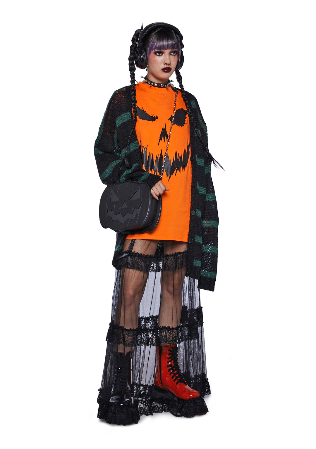 Trickz N Treatz Jack O Lantern Crossbody Bag - Black - Image 6