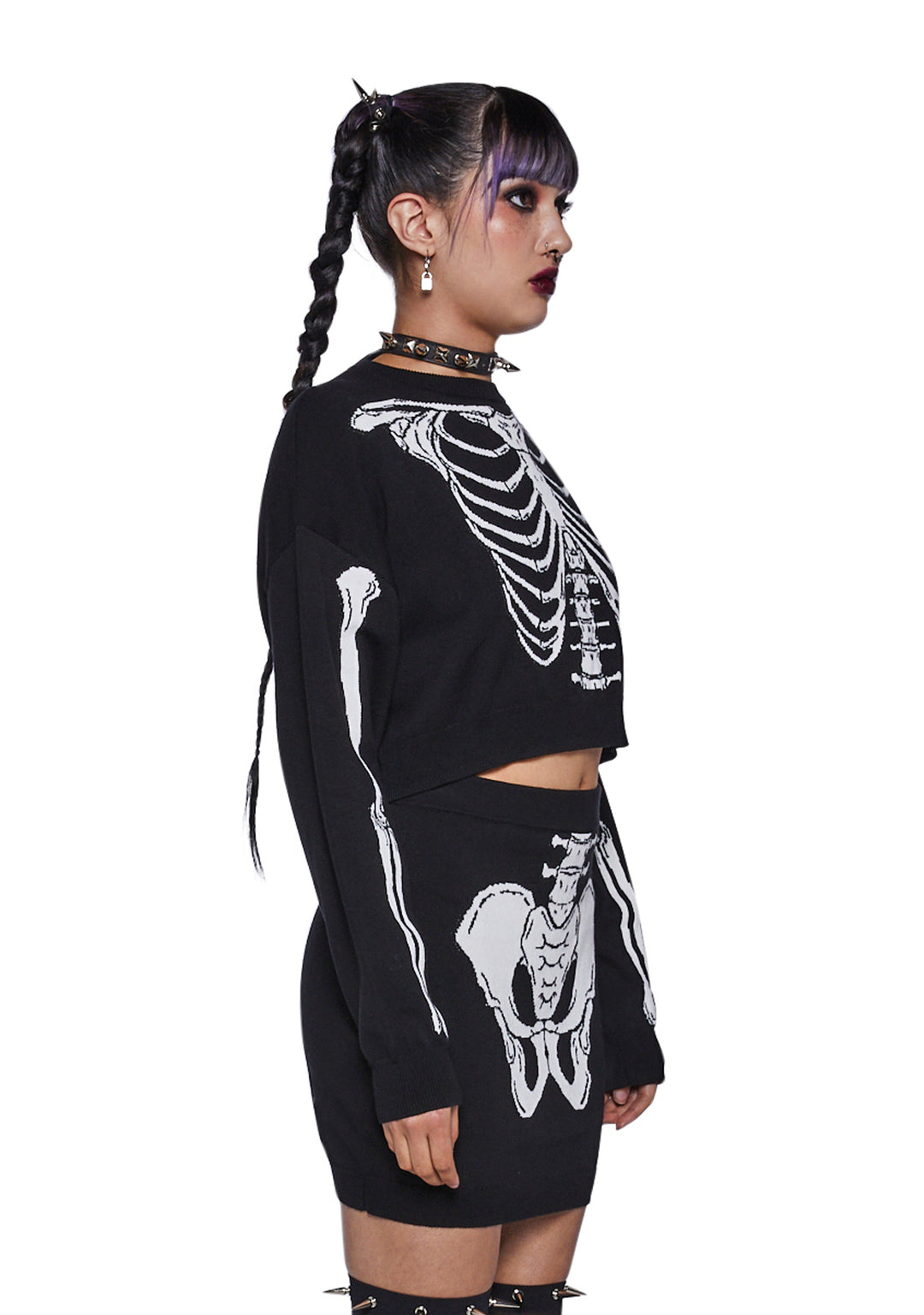 Trickz N Treatz Skeleton Two Piece Sweater Skirt Set - Image 3